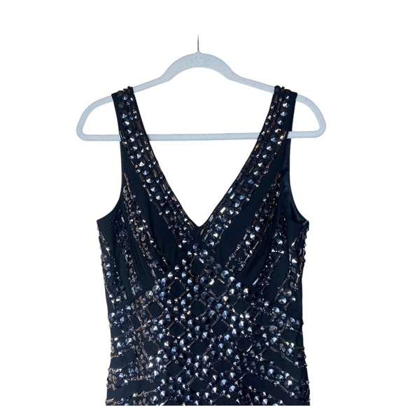 Jolene Party Dress Black Cocktail Night Out Metal Beaded Mini Dress Sz 12 - Picture 7 of 10
